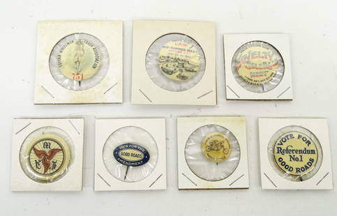 Bicycle Pinbacks: Lot (7) early bicycle pinbacks. Mostly League of American Wheelmen (including Topeka). Good condition.