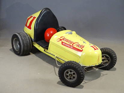 Race Car: 1/4 size Midget Jenny Orth Midget race car with Briggs & Stratton engine. As found.