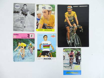 Eddy Merckx Bicycle Lot: Misc. Eddy Merckx lot including autographed cards.