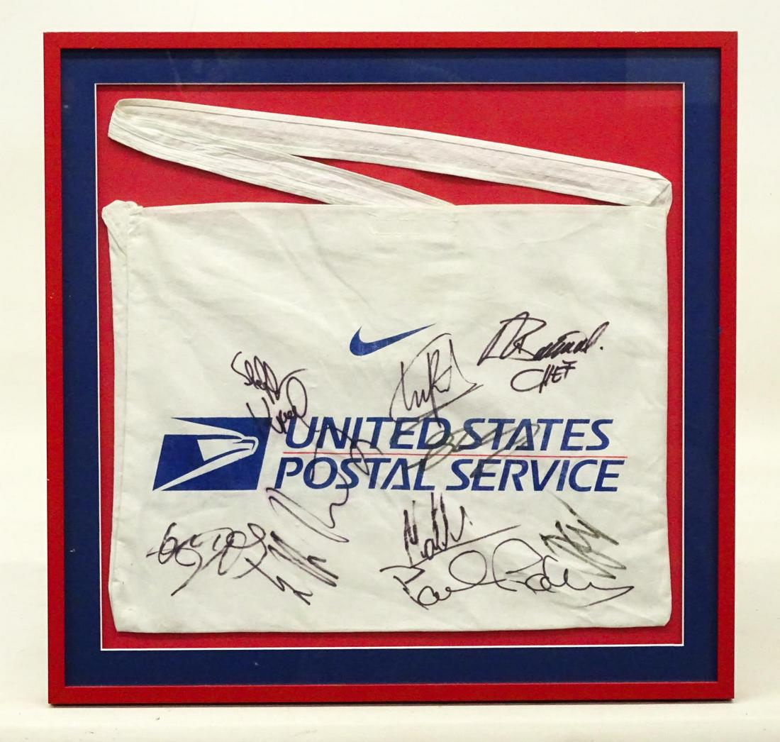 Framed U.S. Postal Service Autographed Team Bib (1 of 3)