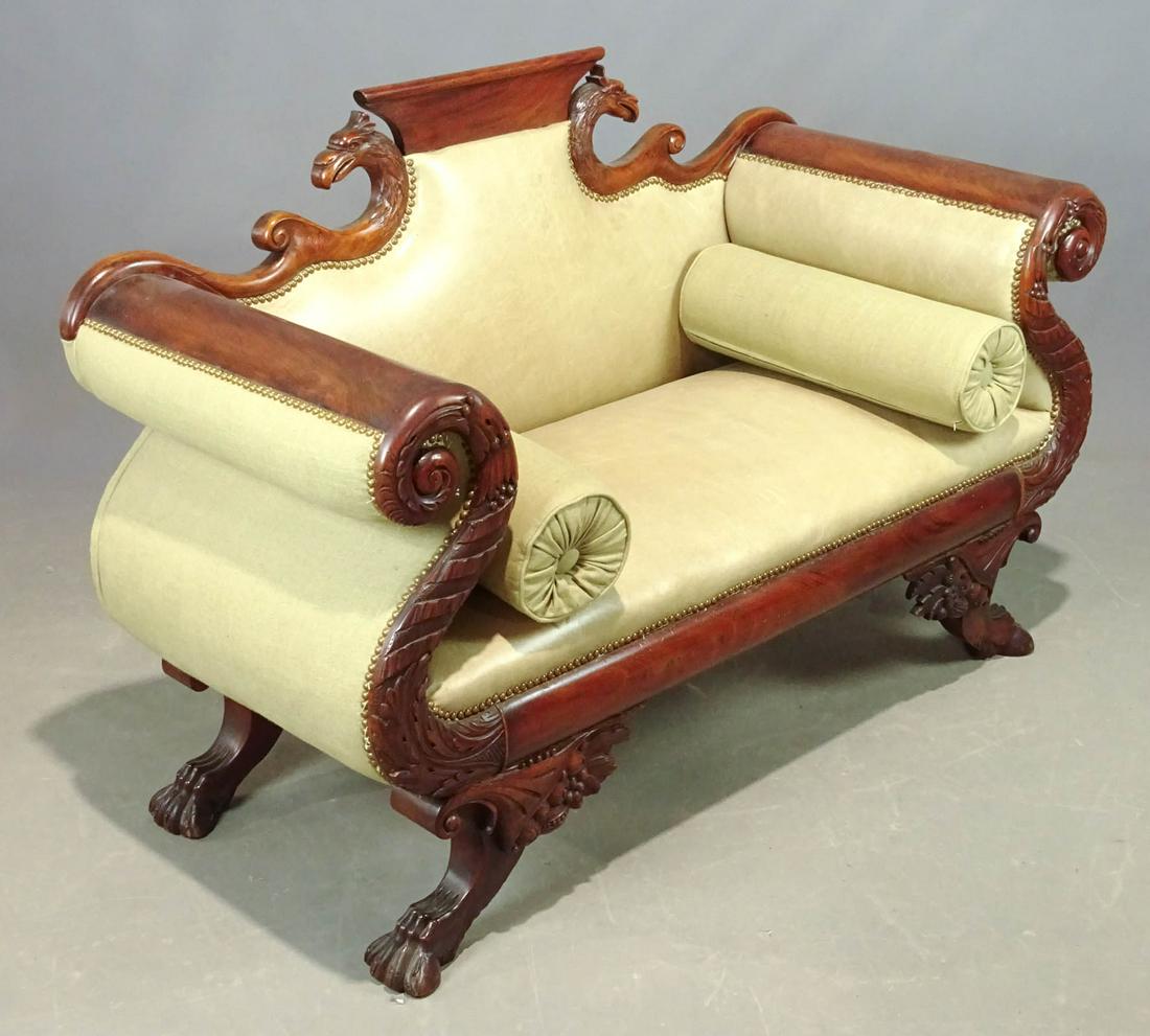 19th c. Classical Carved Settee (1 of 5)