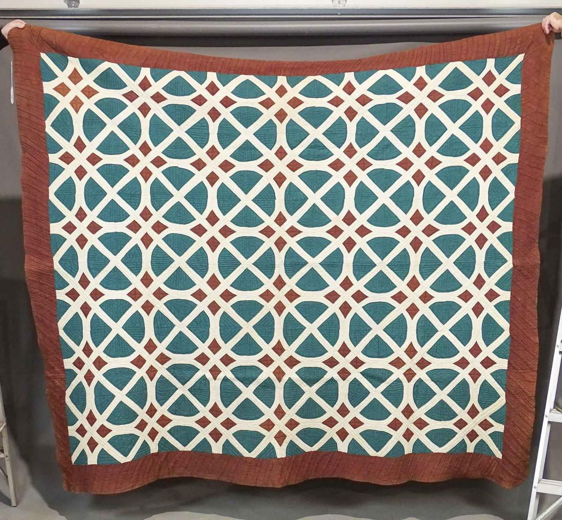 Southern Abstract Quilt: Southern Abstract Quilt. Brown and green. 82" x 94".