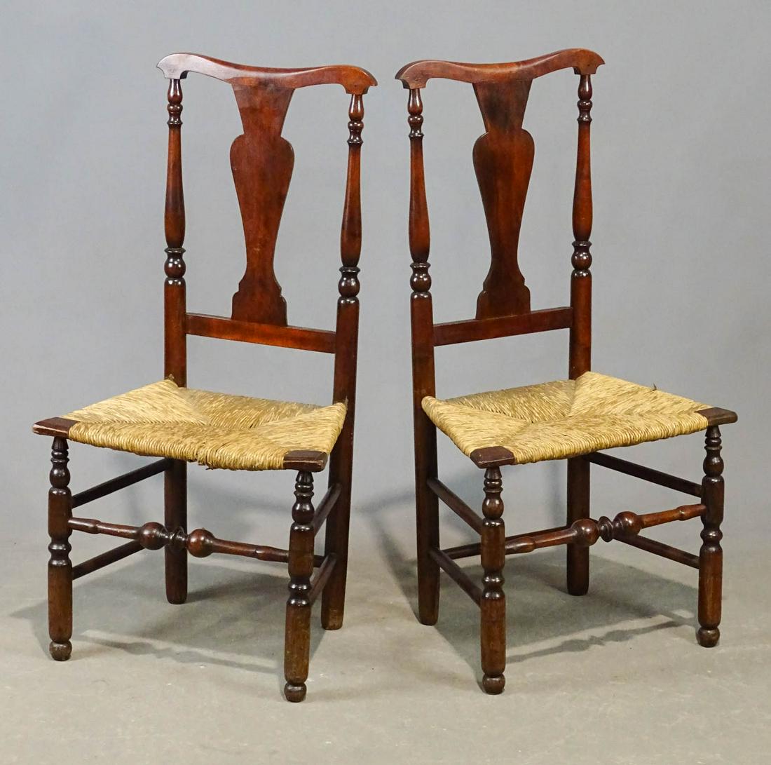 Pair 18th c. Queen Anne Chairs (1 of 4)