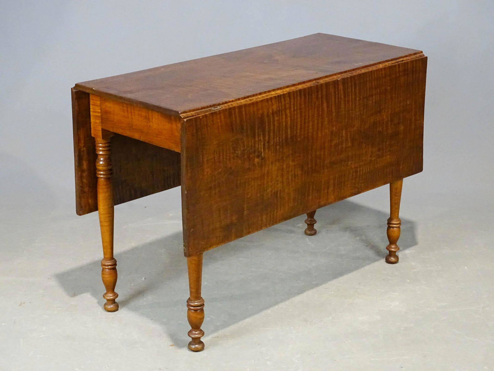 19th c. Tiger Maple Dropleaf Table (1 of 6)