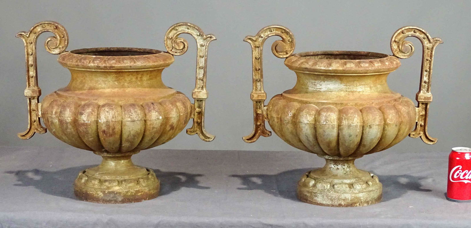 Pair Cast Iron Flower Urns (1 of 4)