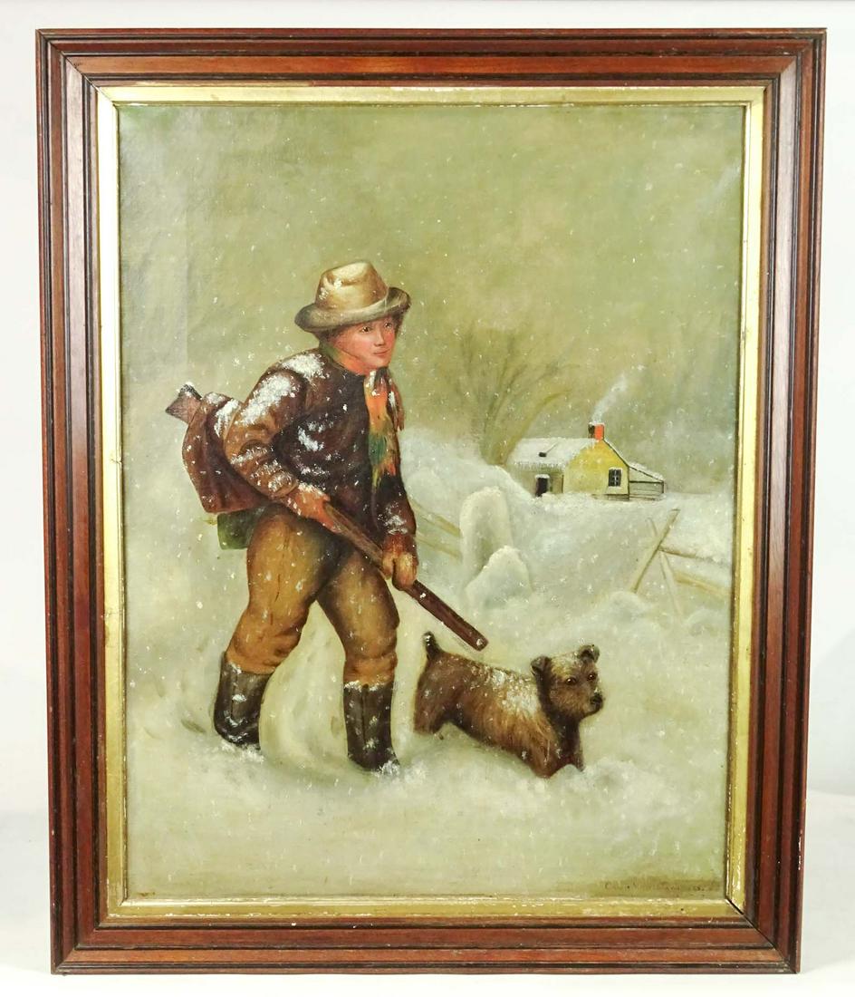 Painting, Boy and Dog Hunting (1 of 4)