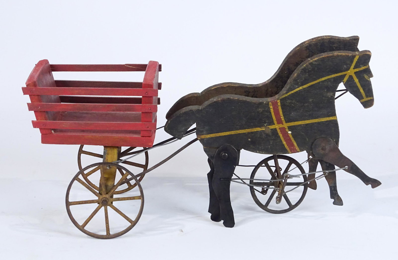 Horse Drawn Gibbs Toy: C. 1900-10 Gibbs horse drawn cart. 12" L..