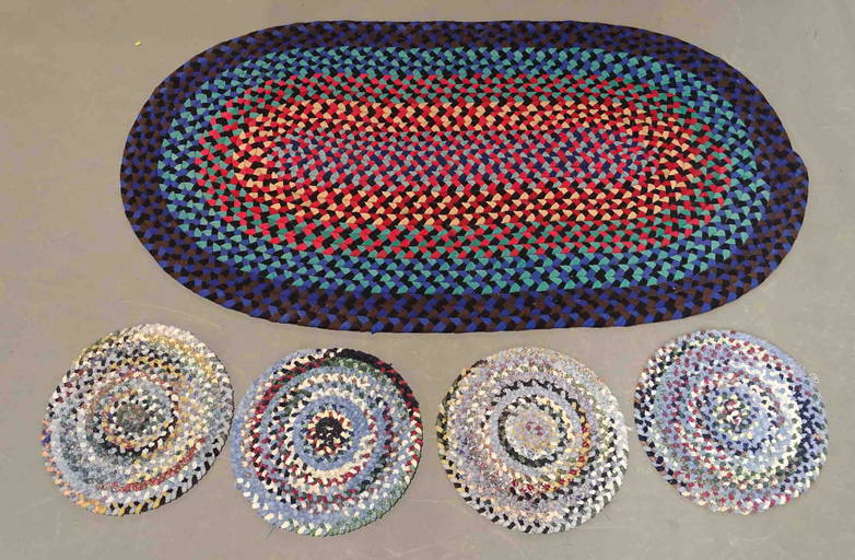 Rag Rug & Chair Pad Lot