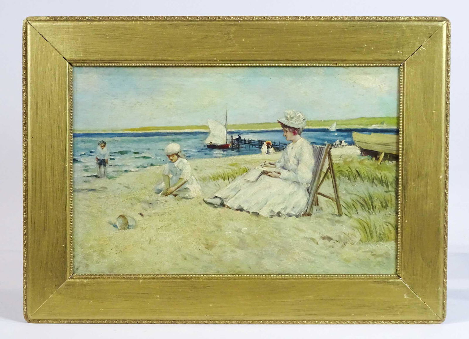 Painting, 19th c. Beach Scene (1 of 4)