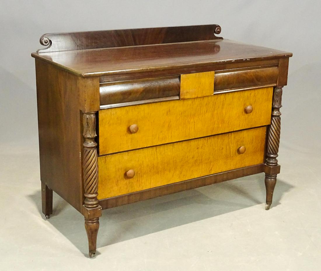 C. 1920's Dresser: C. 1920's dresser. Mahogany and maple. 48" x 23" x 49".