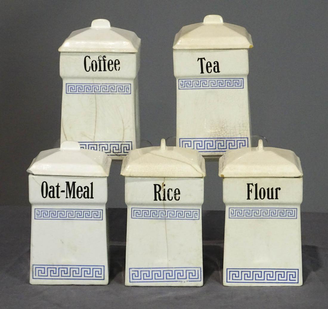 Set of Ceramic Kitchen Canisters (5) (1 of 9)