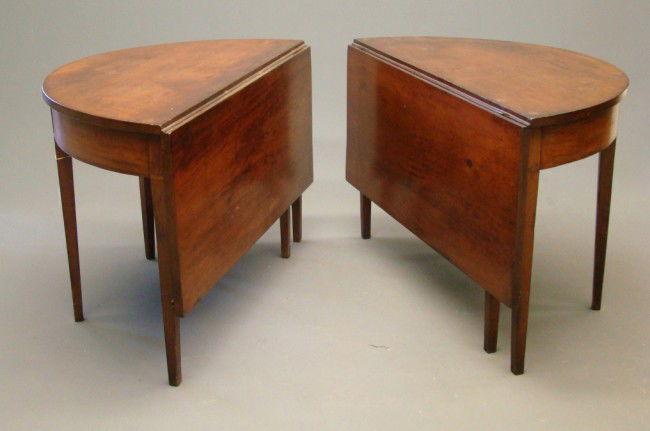 Pair 19th c. Banquet Tables: Pair 19th c. single drop leaf banquet tables. 45" W 23" D with single 19 1/2" Leaves, 29" Ht.