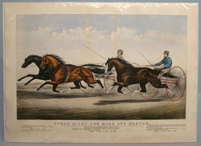 19th c. Currier And Ives Print: 19th c. Currier And Ives print "Ethan Allen And Mate And Dexter". 31" x 23".