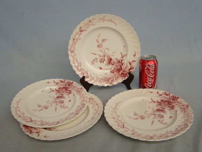 Clarice Cliff Plates: Set of four English "Clarice Cliff Chelsea" 10" Dinner plates.