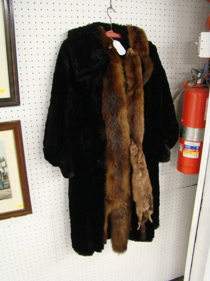 Vintage Fur Coat and Shawls: Vintage fur coat with mink shawls.