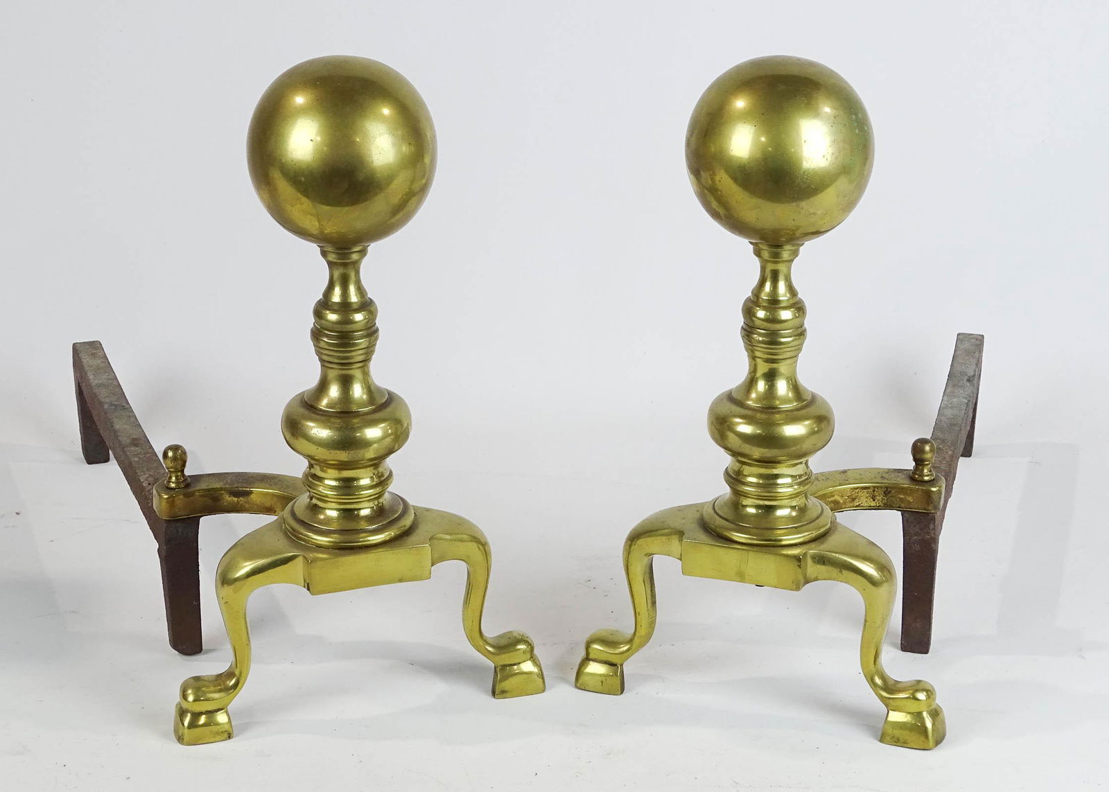 Pair Brass Ball Top Andirons (1 of 4)
