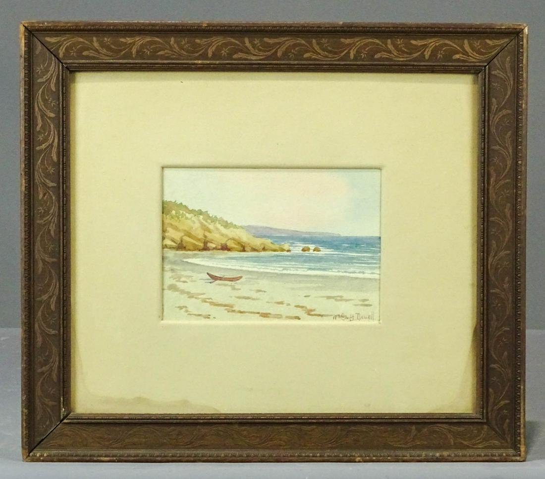 William Swift Daniell (1865-1933): William Swift Daniell (1865-1933), seascape, watercolor. Sight 5" x 7", overall 13 1/2" x 15 1/2".