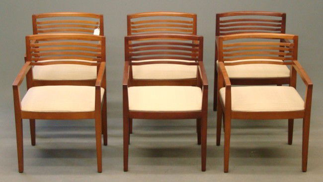 Knoll Chairs: Set of six labeled Knoll (Studio 1990) armchairs. 18" Seat Ht. 32" Overall Ht.