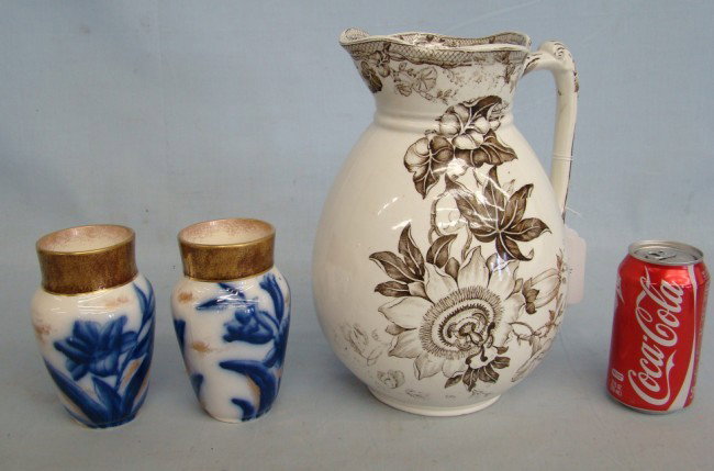 Ironstone Lot: Lot three 19th c. pieces ironstone including 11 1/2" Ht. and pr. 6" Vases.