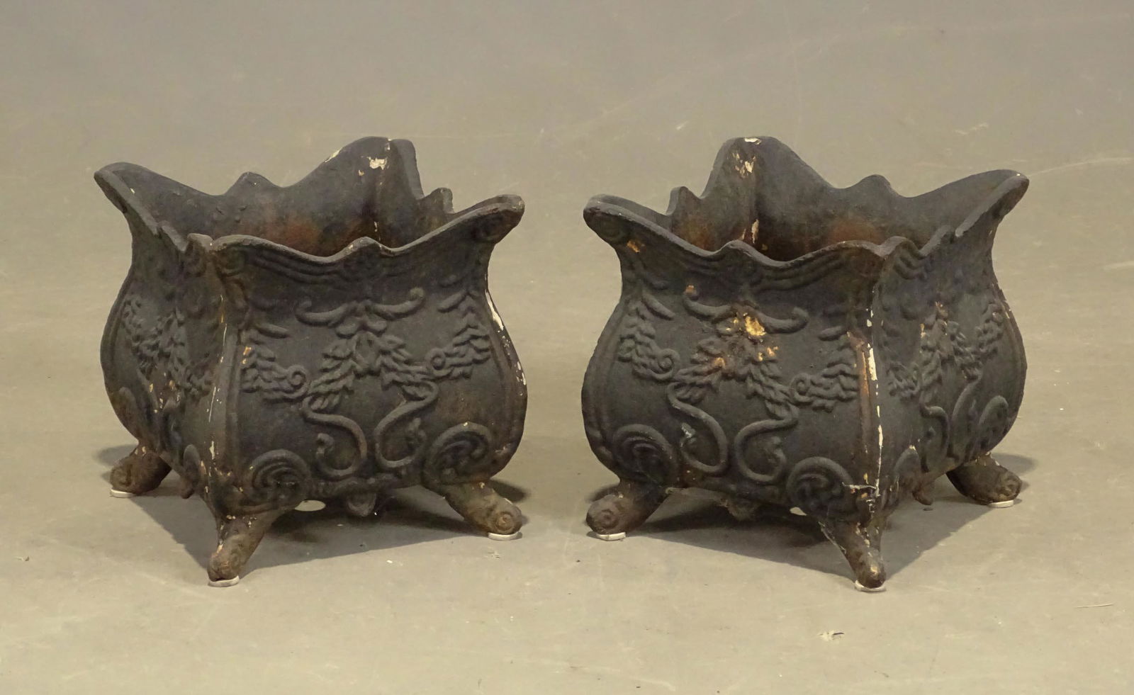 Pair of Cast Iron Urns (1 of 3)