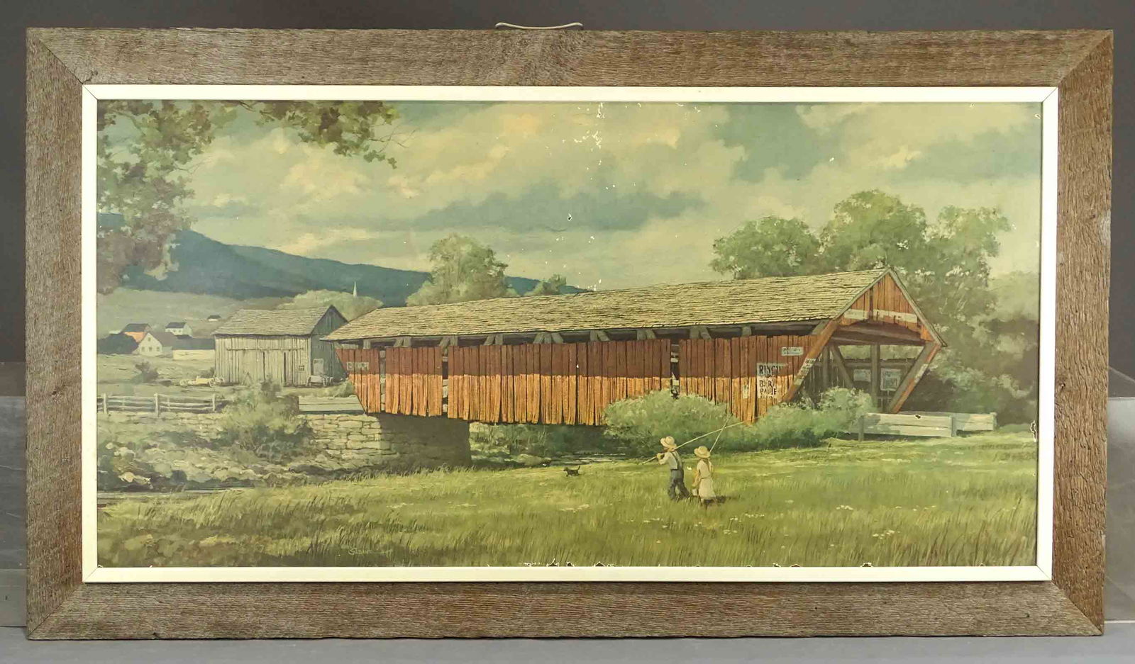 Eric Sloane Print: Eric Sloane print (31" x 56"). Imperfections.