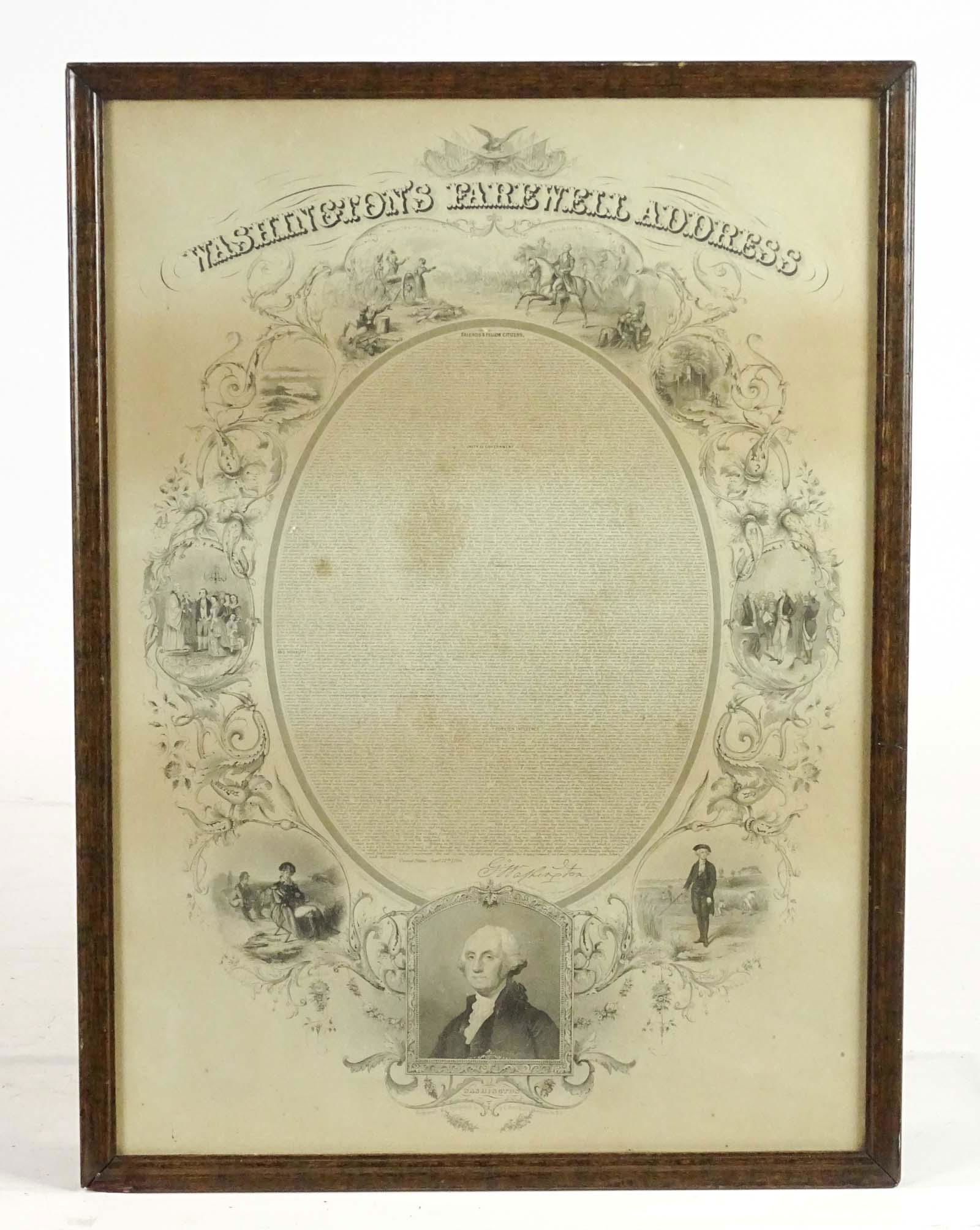 19th c. Print "WASHINGTON'S FAIRWELL ADDRESS" (1 of 5)