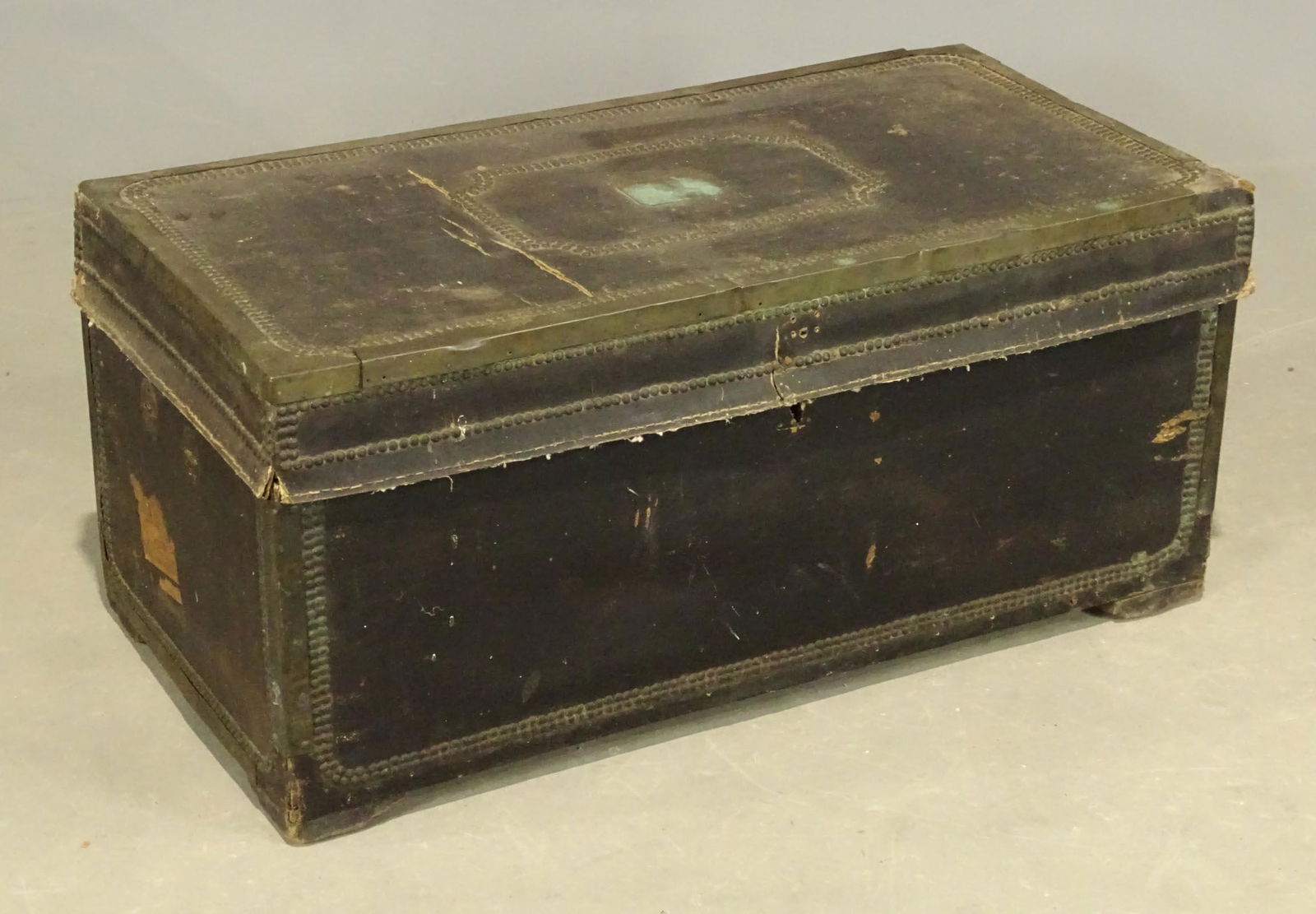 19th c. Leather Covered Trunk (1 of 6)
