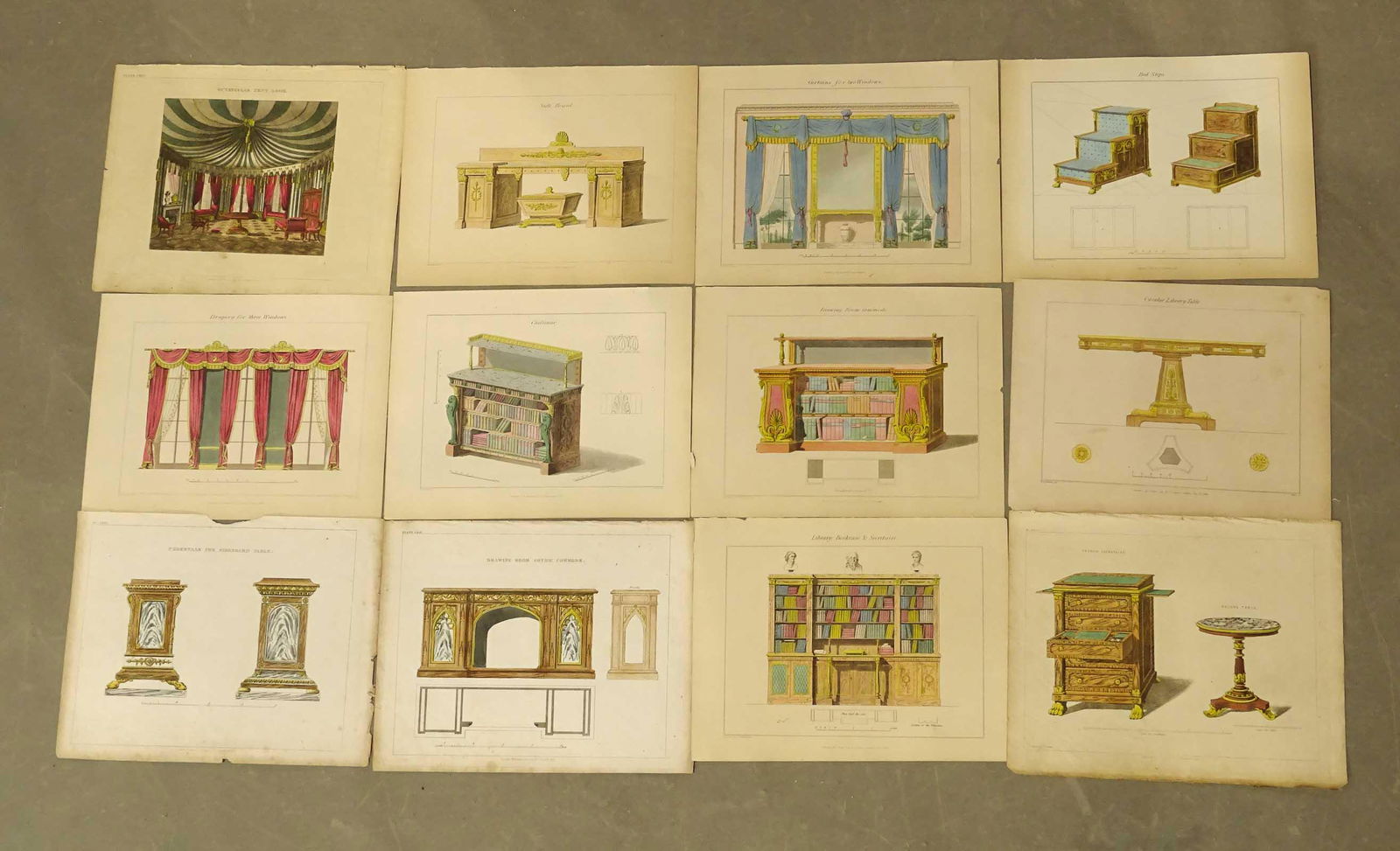 English Regency Antique Furniture Prints Set  (12) (1 of 4)