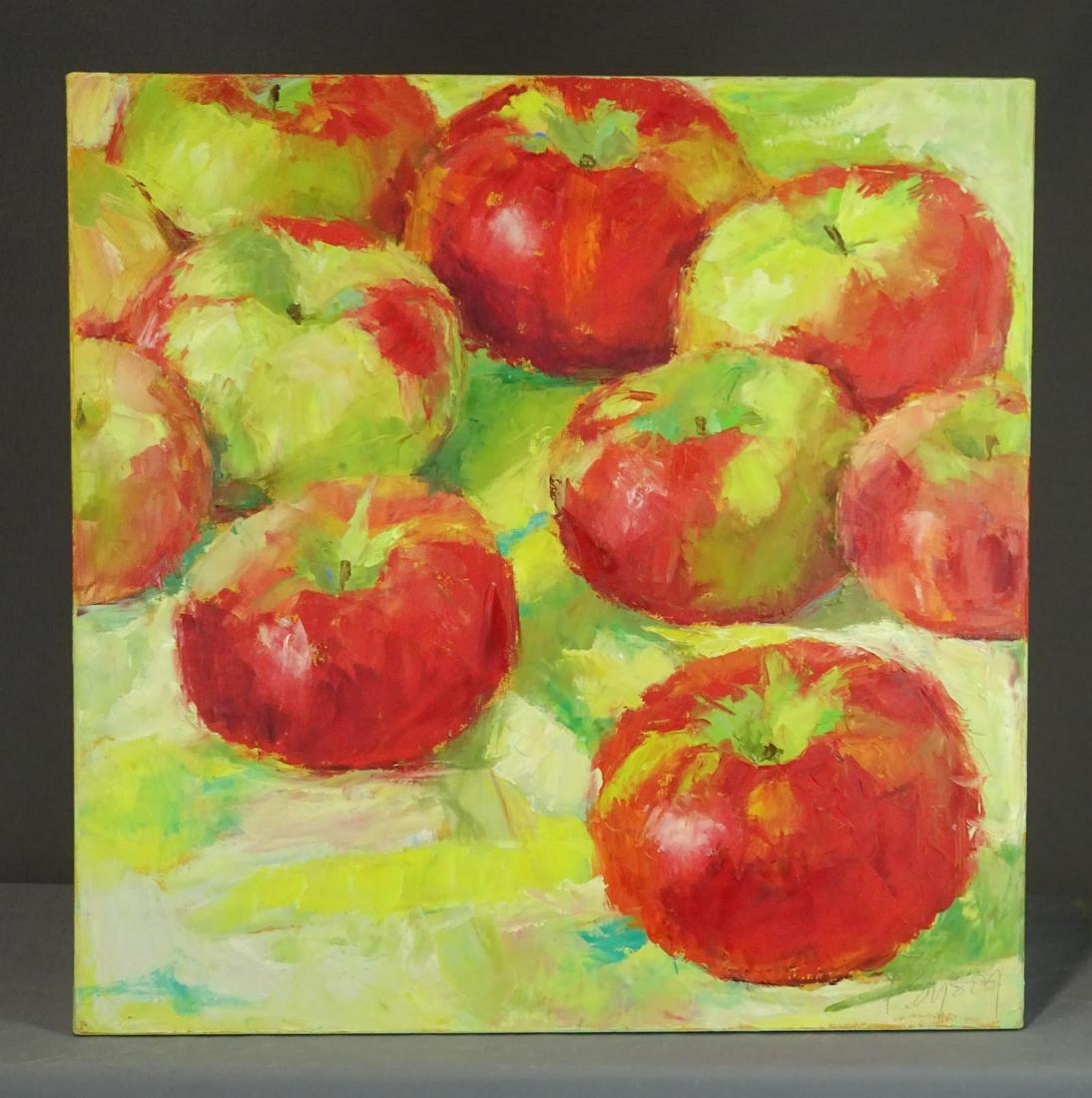 Dale Payson (20th / 21st Century): Painting: Dale Payson (20th / 21st Century), Columbia County Apples, oil on canvas. 36 1/2" x 36".