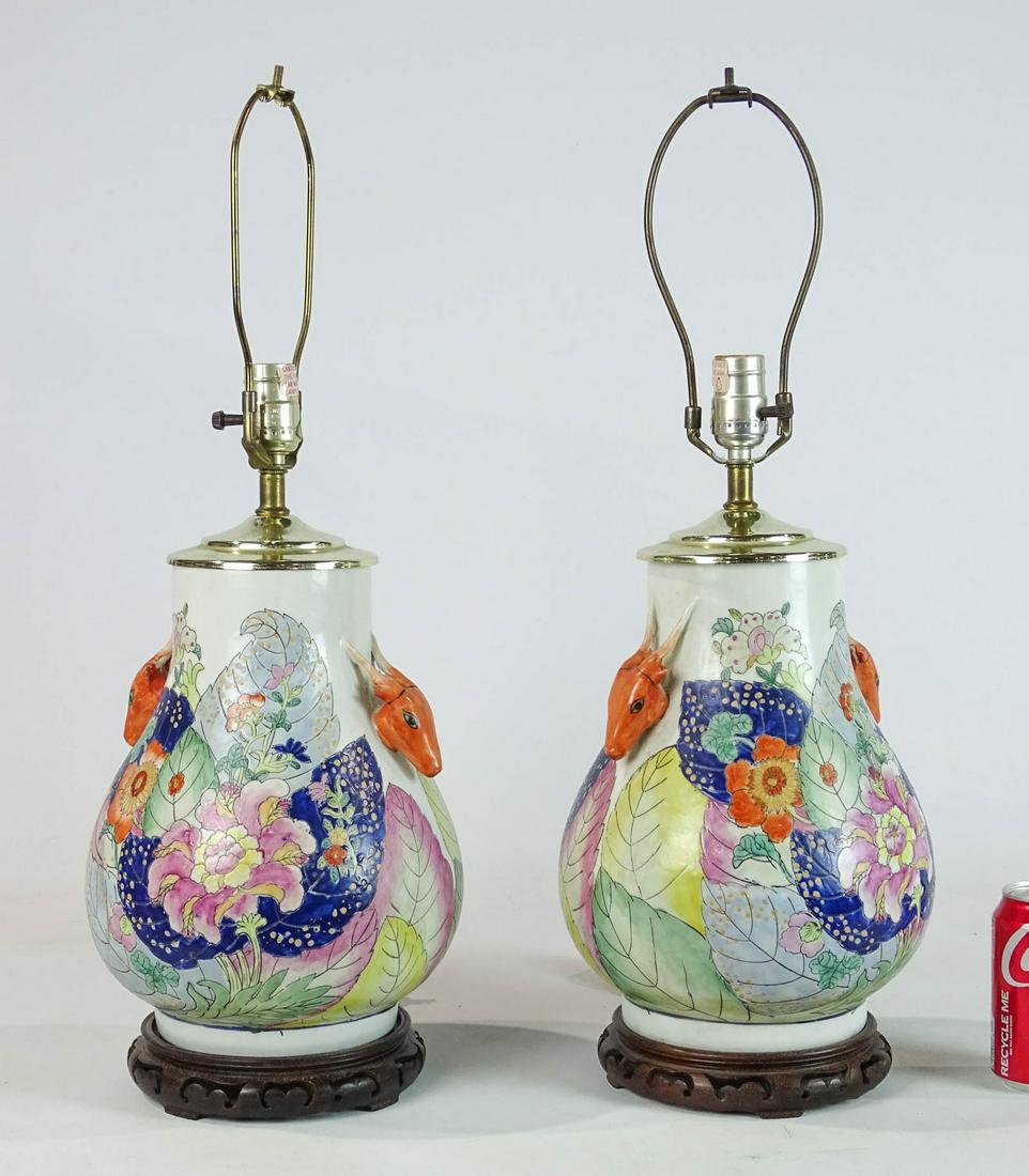 Pair Asian Pottery Lamps (1 of 4)