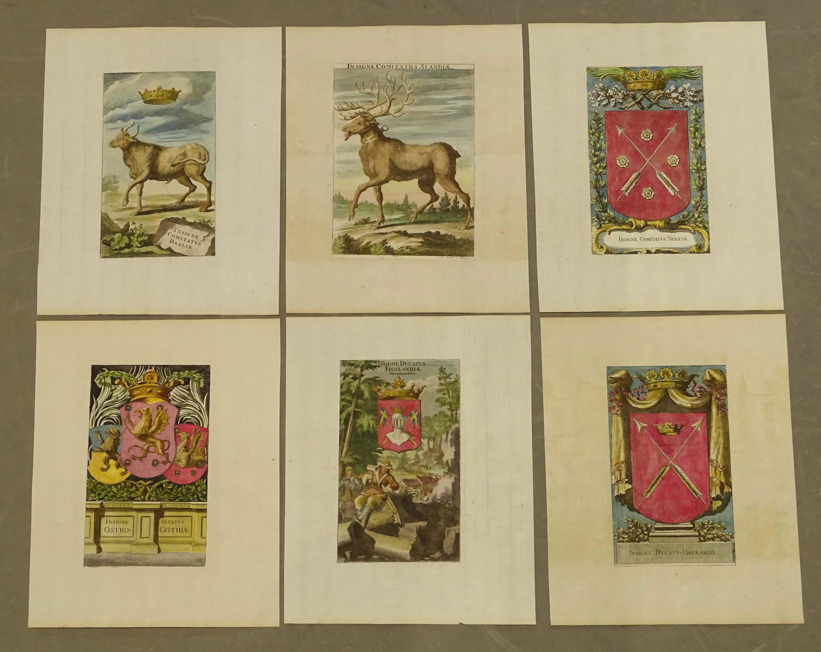 Swedish Heraldry Prints Antique Set (6) (1 of 7)