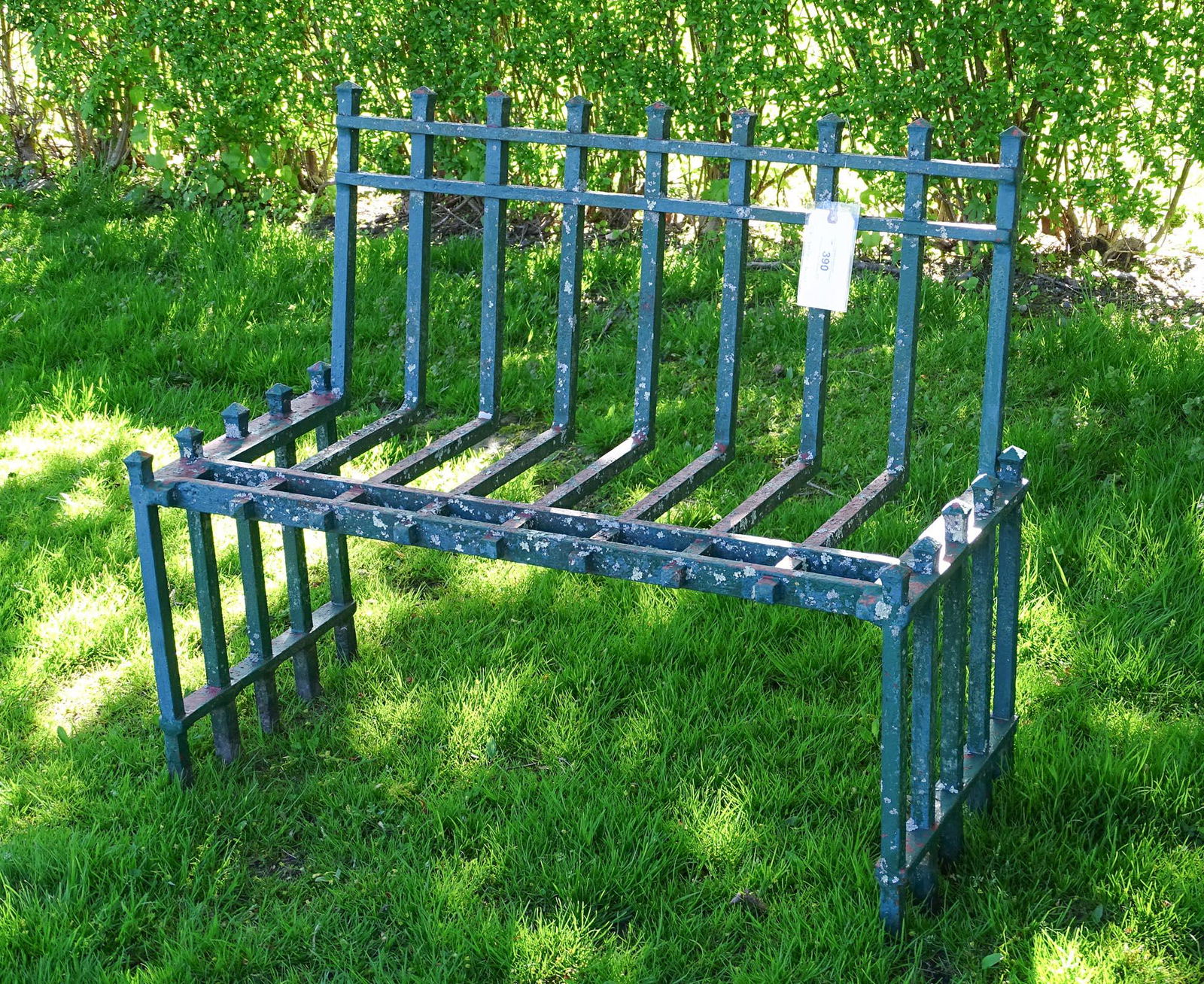 Cast Iron Garden Bench: Cast iron garden bench. One off blacksmith made. 41" W., 18" D., 17 1/2" seat Ht., 33 1/2" overall Ht..