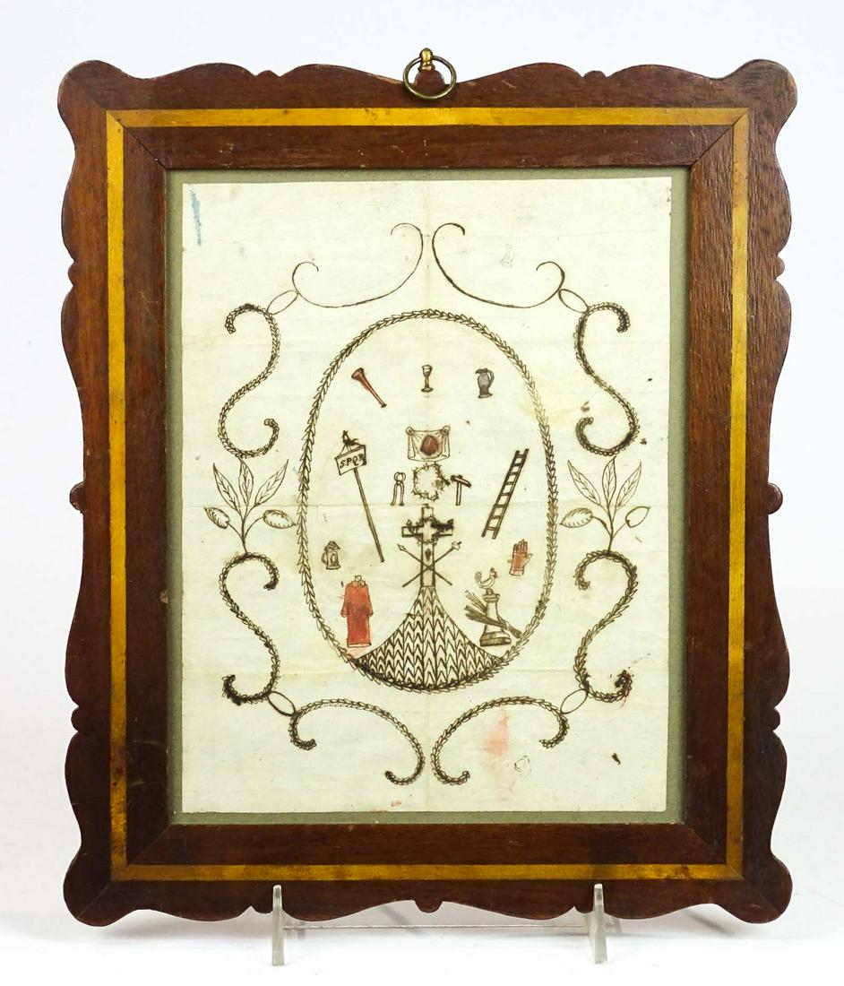 19th c. Folk Art Ink Drawing (1 of 3)