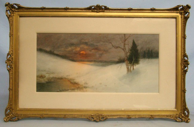 Pastel Gerard Hardenbergh: 19th c. pastel landscape signed "GR Hardenbergh" (Gerard Hardenbergh N.J. 1855-1915). Site 20 1/2" x 10".