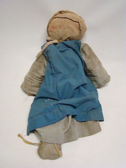 Early Cloth Amish Doll: Early cloth Amish doll. 19" Ht., some damage (missing left leg)