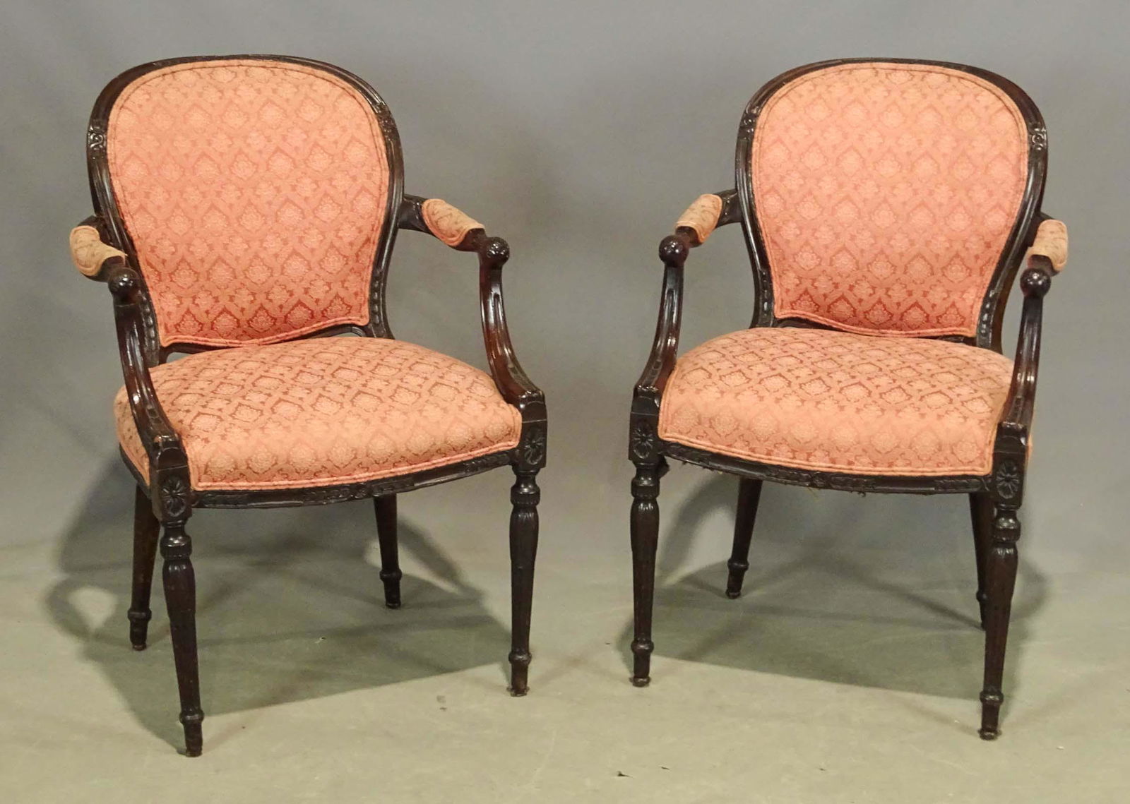 Pair 19th c. Carved Armchairs (1 of 4)