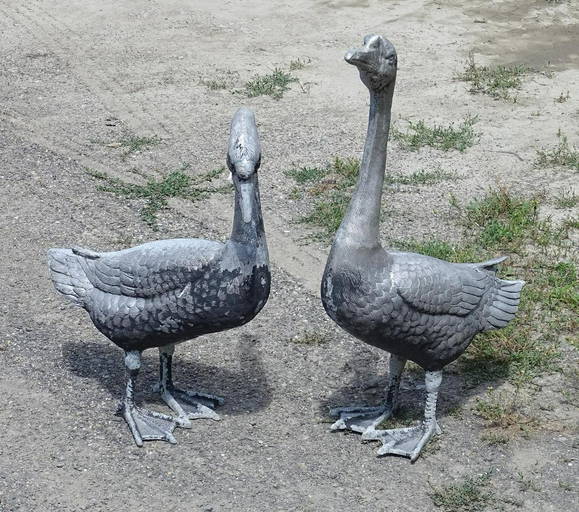 Pair Metal Garden Ducks