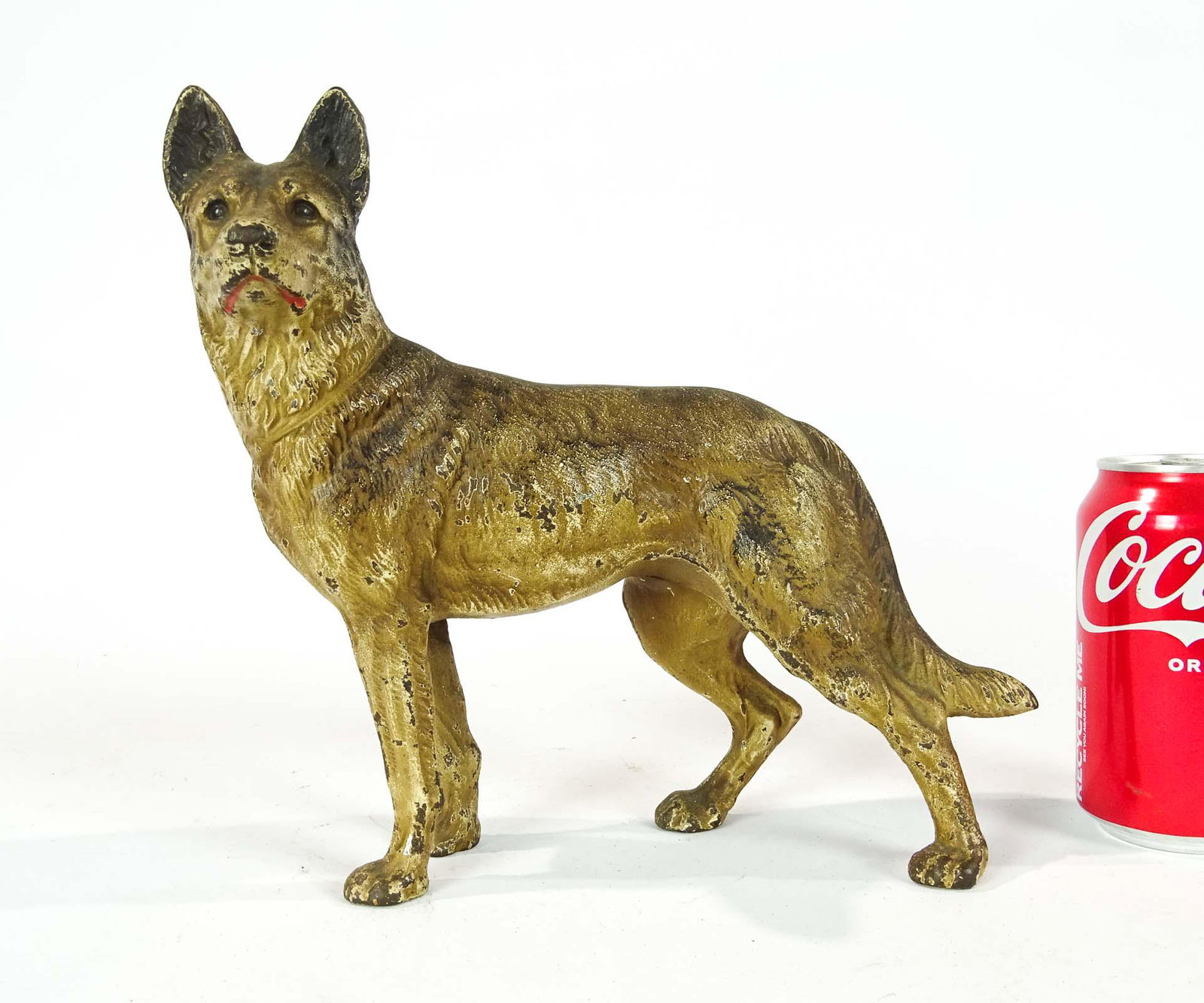"German Shephard" Doorstop: Cast iron "Standing German Shephard" doorstop. 9 1/2" Ht., 10" L.. Page 138, The Doorstop Book.