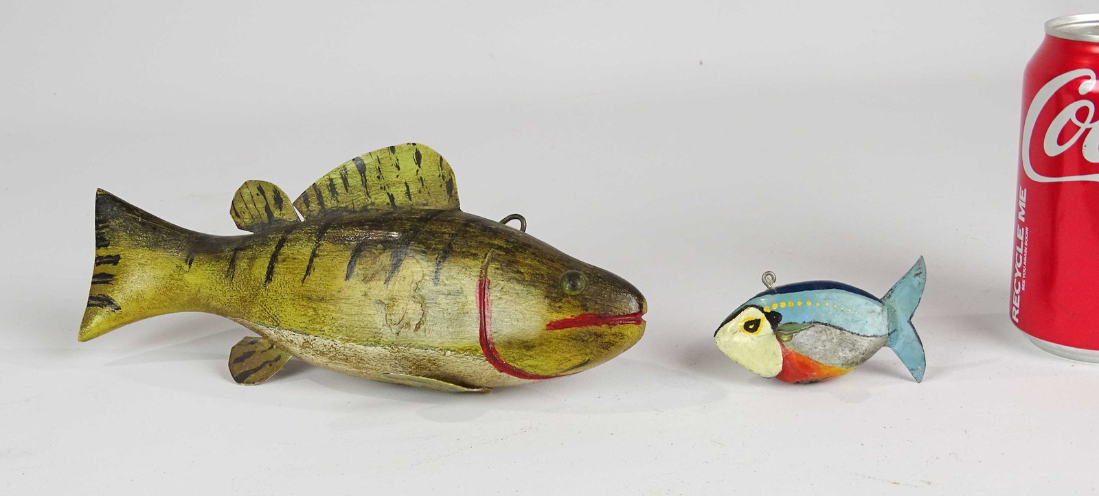 Fish Decoy: Wooden painted fish decoy. 9" L..
