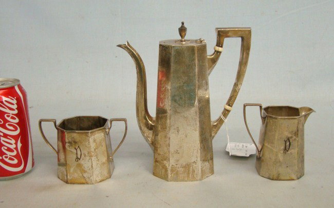 Georg Jensen Sterling Coffee Set: 667 grams signed "Georg Jensen" three piece sterling set.