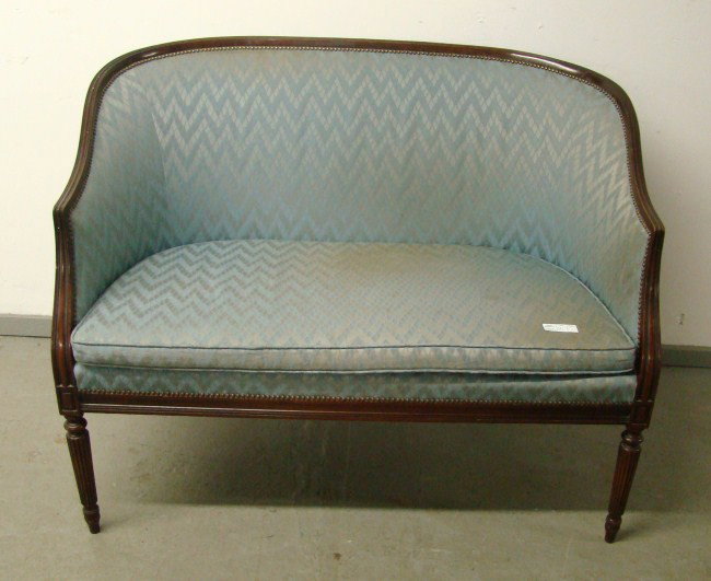 French Style Settee: Upholstered French style settee. 44" W.