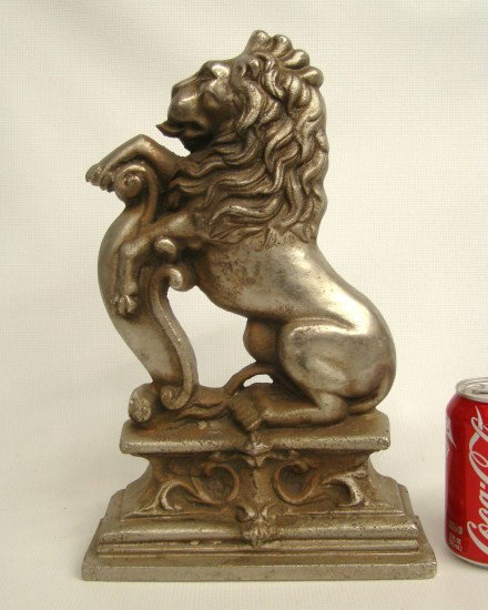 Lion Doorstop: Cast iron lion doorstop. 14" Ht.