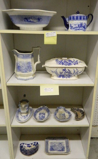 Ironstone Lot: Lot over 20 pcs. 19th c. ironstone including octagonal bowl, covered dish, pitcher etc.