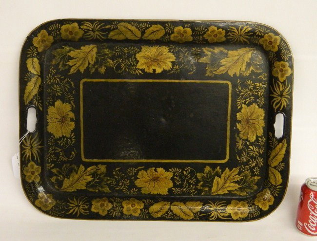 19th c. Tole Tray: 19th c. decorated tole tray. 24" W.
