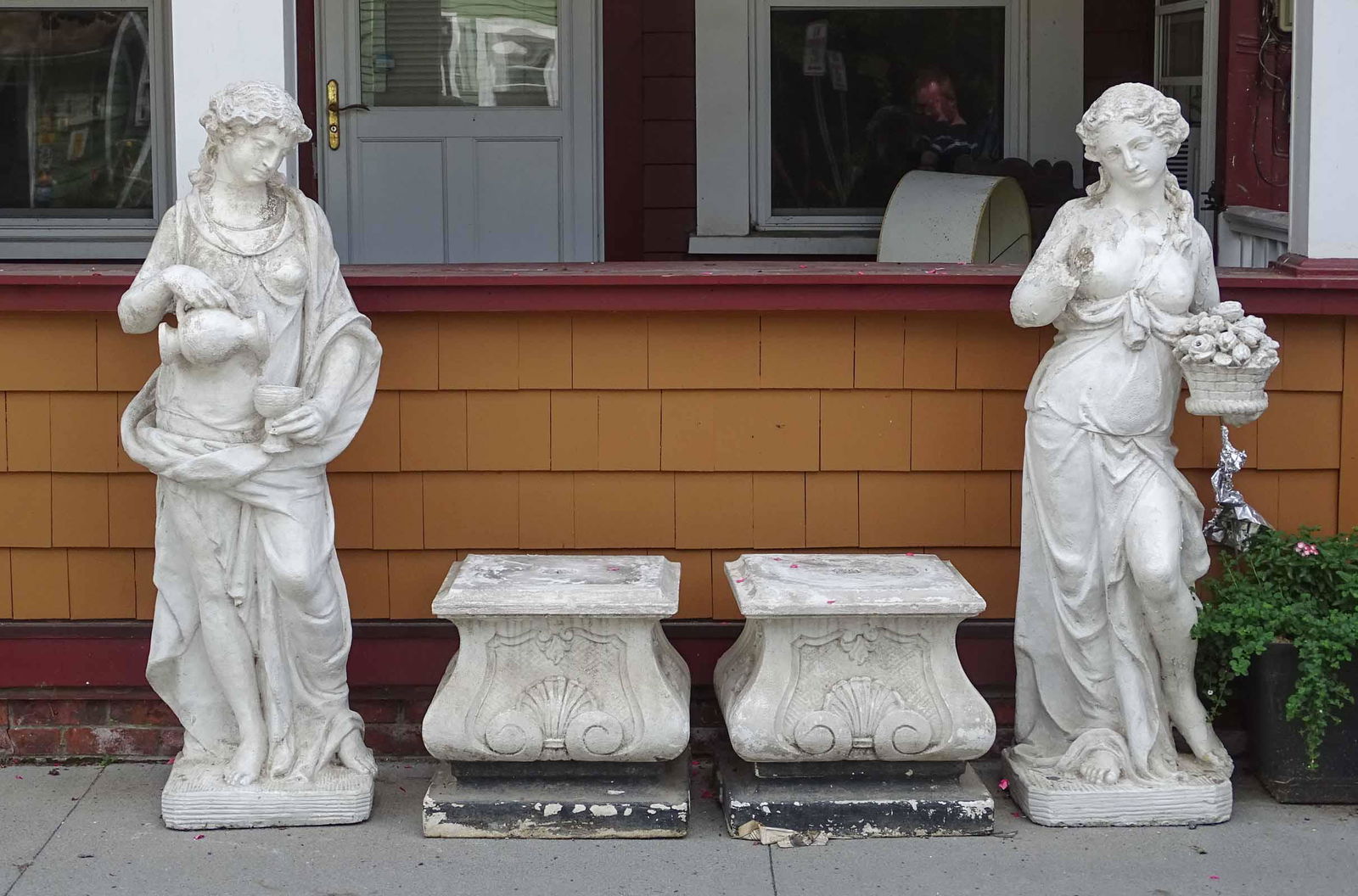 Pair Cement Statues of Classical Women (1 of 5)