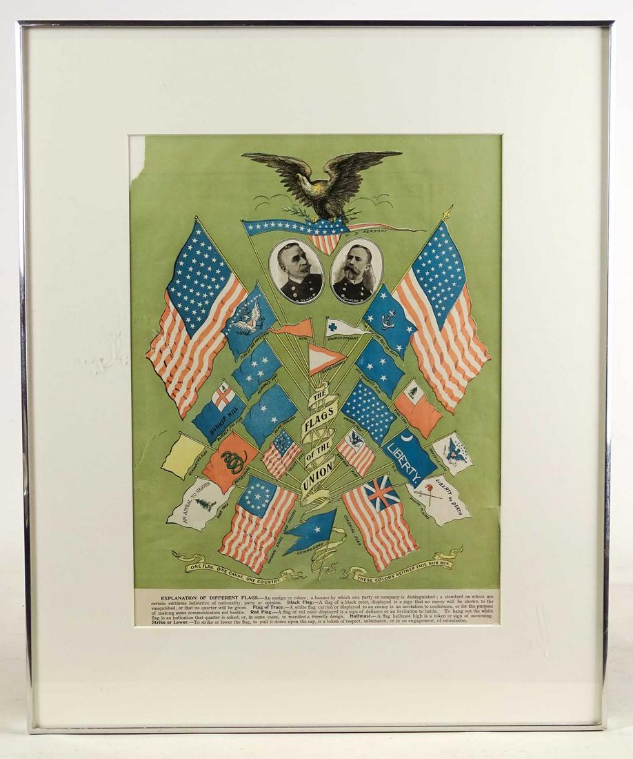 Print "The Flags of The Union": Print "Flags of the Union". Sight 14" x 10 1/2", overall 20 1/4" x 16 1/2".