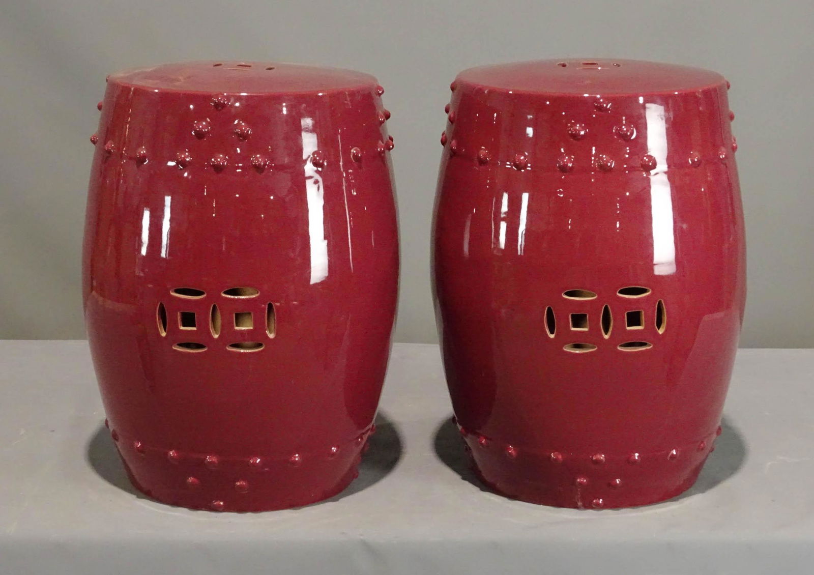 Pair Chinese Garden Stools (1 of 4)