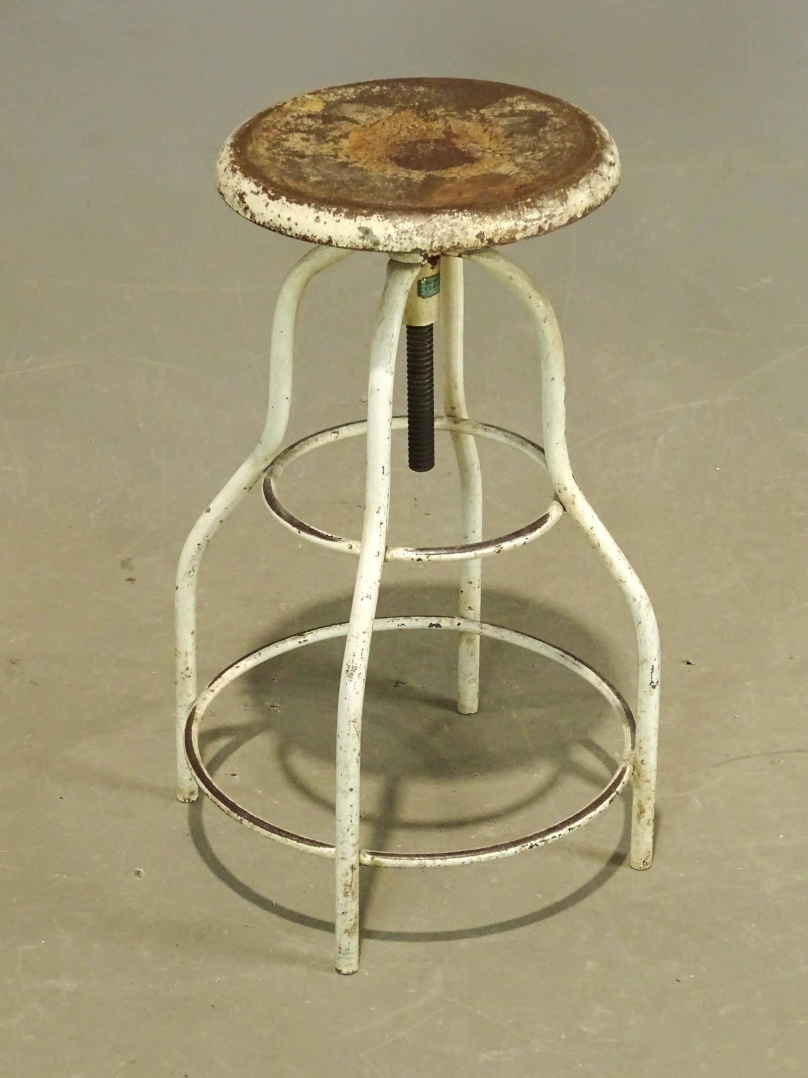 Industrial Stool: Industrial swivel top stool. Seat 12" D., 26" Ht..