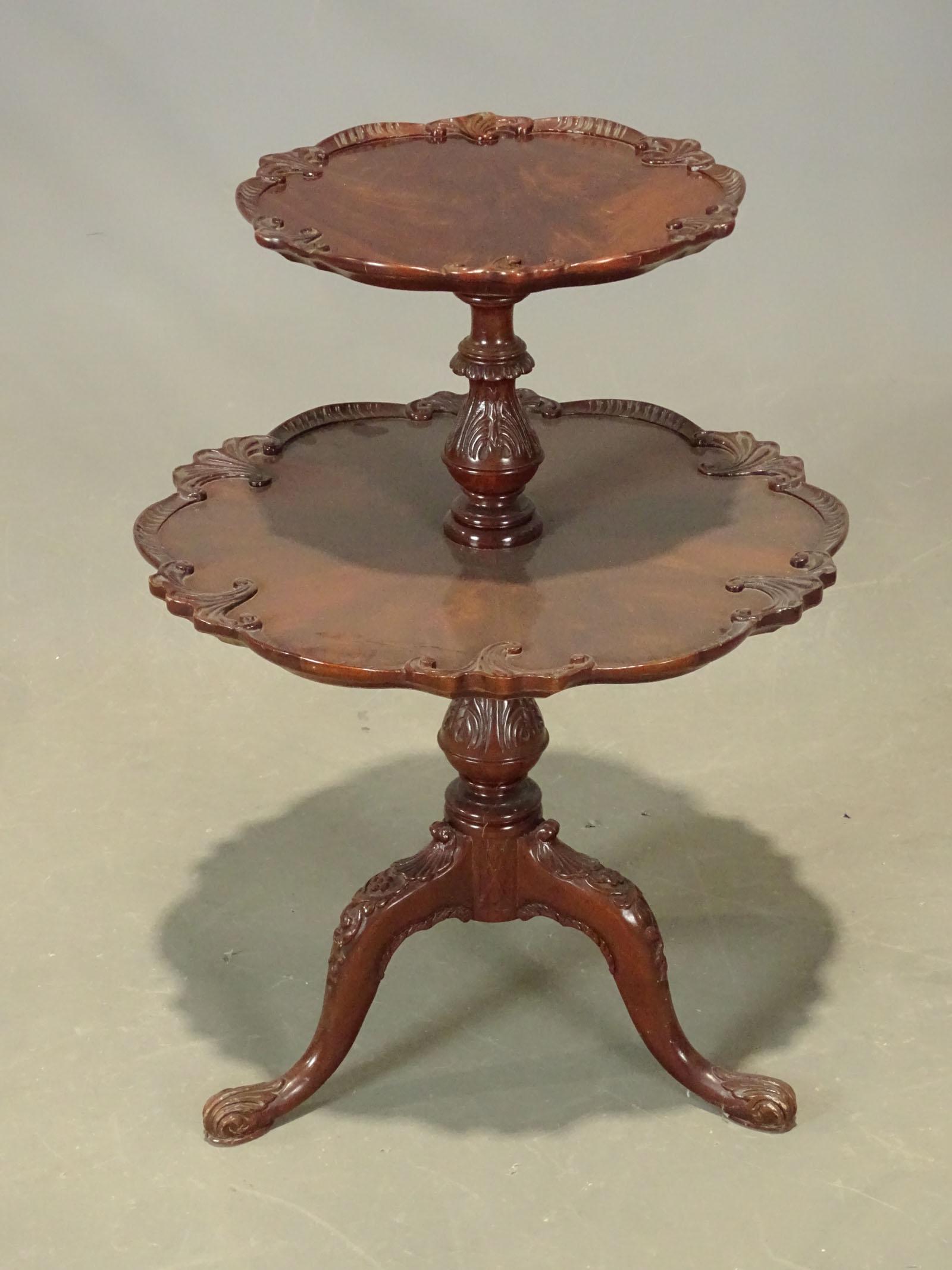 Carved Mahogany Table: Vintage carved mahogany table. 35" Ht..