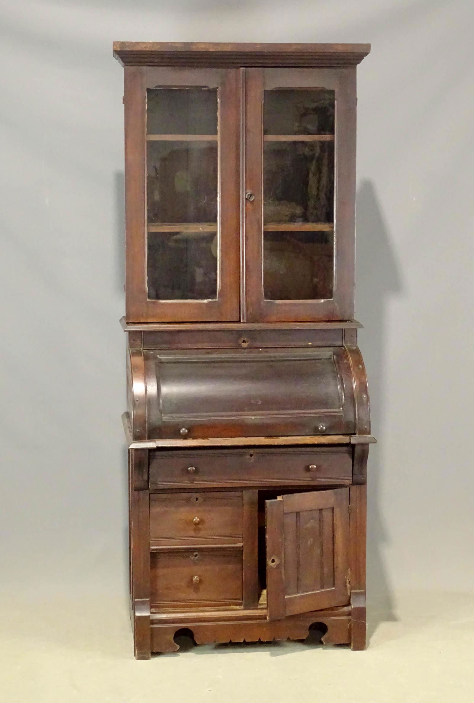 19th c. Cylinder Roll Secretary (1 of 6)